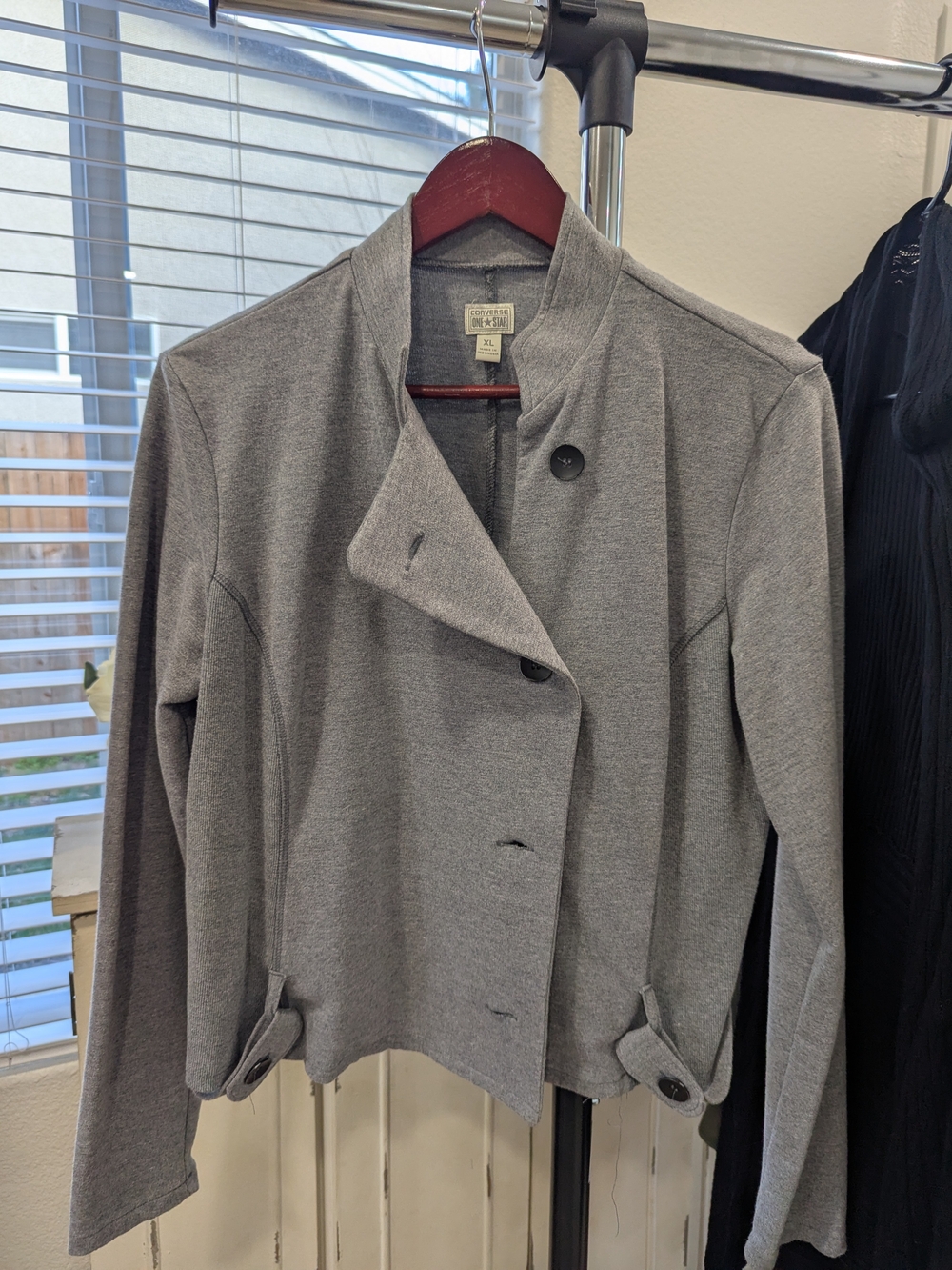 Converse Gray Asymmetrical Button Blazer